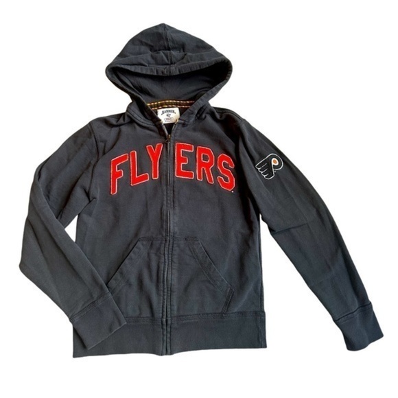 BANNER 47 Philadelphia FLYERS Full Zip Hooded Sweatshirt, Grey + Orange, Size M - Picture 1 of 6